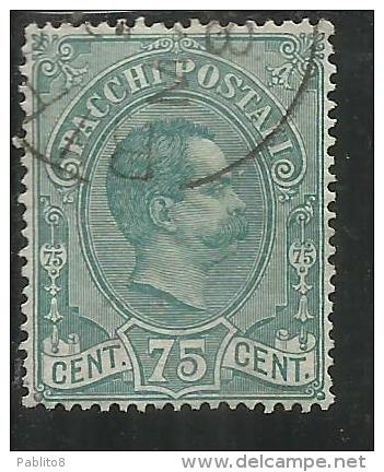 ITALIA REGNO ITALY KINGDOM 1884 - 1886 PACCHI POSTALI CENT. 75 TIMBRATO USED - Paquetes Postales