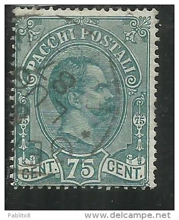 ITALIA REGNO ITALY KINGDOM 1884 - 1886 PACCHI POSTALI CENT. 75 TIMBRATO USED - Postal Parcels