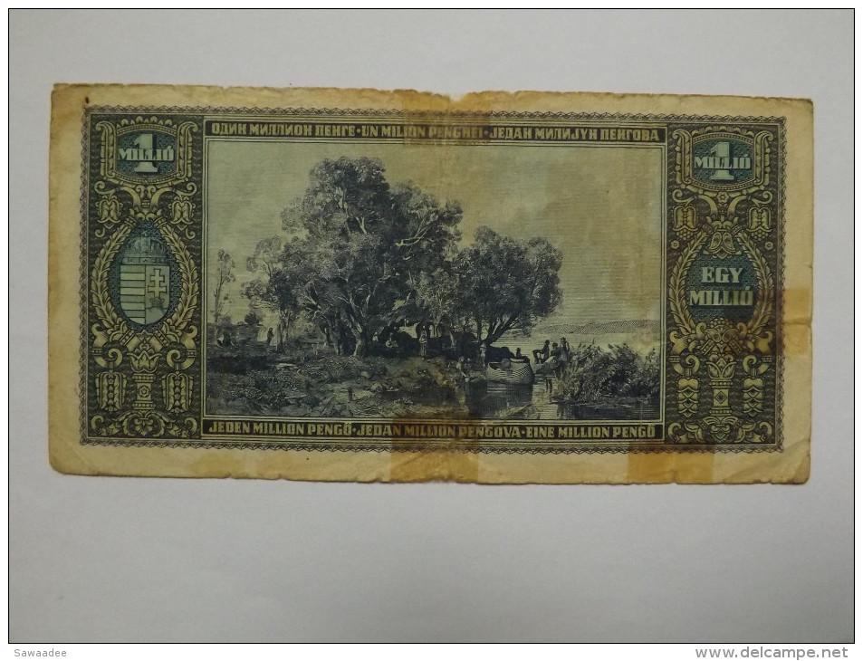 BILLET HONGRIE - P.122 - 1 MILLION PENGÖ - 1945 - LAC BALATON - PORTRAIT DE L. KOSSUTH - Hungary