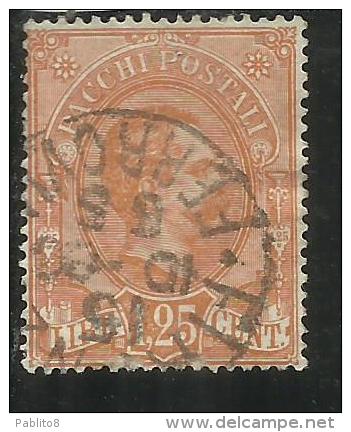 ITALIA REGNO ITALY KINGDOM 1884 - 1886 PACCHI POSTALI LIRE 1,25 TIMBRATO USED - Postal Parcels