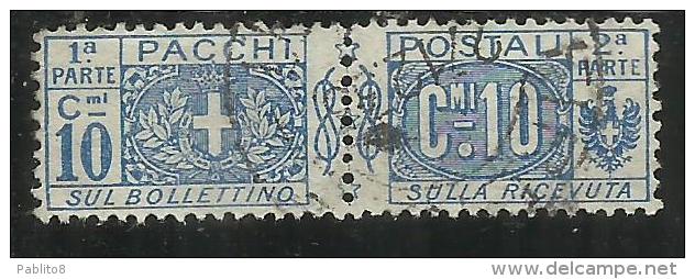 ITALY KINGDOM ITALIA REGNO 1914 - 1922 PACCHI POSTALI NODO DI SAVOIA CENT. 10 USATO USED - Postal Parcels