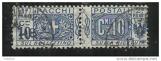 ITALY KINGDOM ITALIA REGNO 1914 - 1922 PACCHI POSTALI NODO DI SAVOIA CENT. 10 USATO USED - Colis-postaux