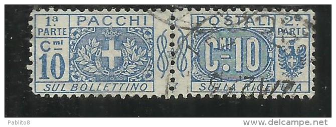 ITALY KINGDOM ITALIA REGNO 1914 - 1922 PACCHI POSTALI NODO DI SAVOIA CENT. 10 USATO USED - Colis-postaux