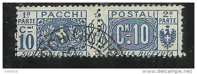 ITALY KINGDOM ITALIA REGNO 1914 - 1922 PACCHI POSTALI NODO DI SAVOIA CENT. 10 USATO USED - Colis-postaux