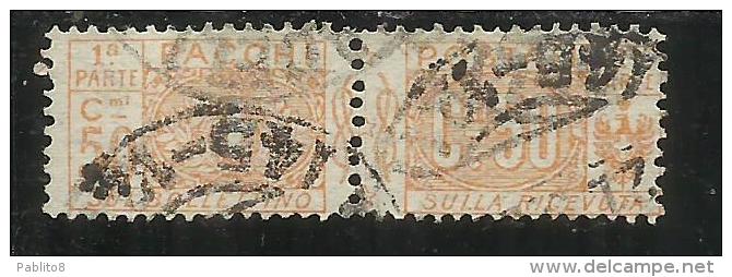 ITALY KINGDOM ITALIA REGNO PACCHI POSTALI 1914 - 1922  NODO DI SAVOIA CENT. 50c USATO USED OBLITERE' - Postal Parcels