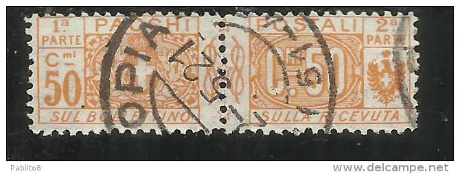 ITALY KINGDOM ITALIA REGNO PACCHI POSTALI 1914 - 1922  NODO DI SAVOIA CENT. 50c USATO USED OBLITERE' - Postal Parcels