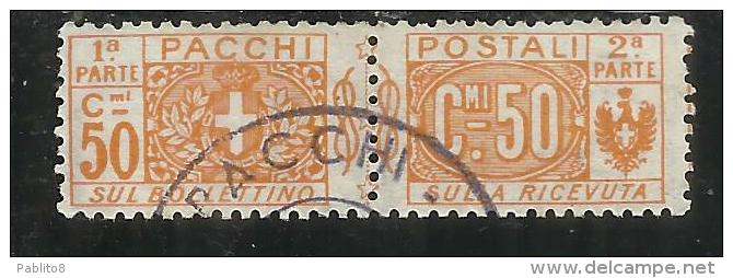 ITALY KINGDOM 1914 - 1922 ITALIA REGNO PACCHI POSTALI NODO CENT. 50c USATO USED OBLITERE' - Postal Parcels