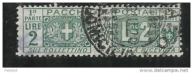 ITALIA REGNO ITALY KINGDOM 1914 - 1922 PACCHI POSTALI NODO DI SAVOIA LIRE 2 USATO USED OBLITERE' - Postal Parcels