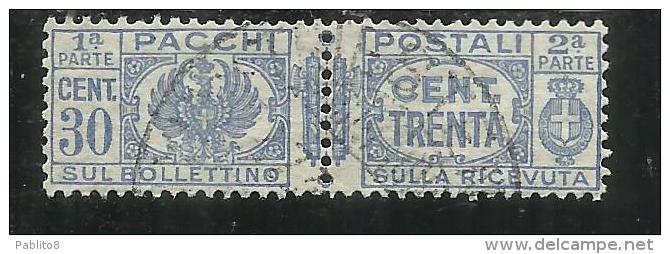 ITALIA REGNO ITALY KINGDOM 1927 - 1932 PACCHI POSTALI FASCI CENT. 30 USATO USED - Colis-postaux