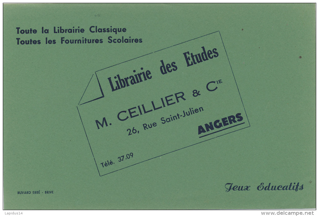 BU 1220  / BUVARD     LIBRAIRIE DES ETUDES  M. CELLIER  ANGERS - Papeterie