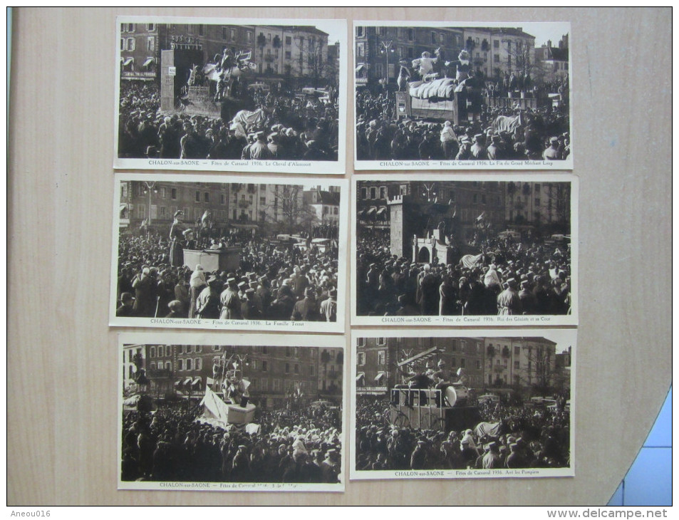 Dj/85 -  Lot 6 CPA Sépia, Très Animées:  CHALON-sur-SAONE - Fêtes De Carnaval 1936" - Chalon Sur Saone