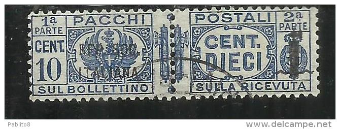 ITALIA REGNO ITALY KINGDOM 1944 RSI REPUBBLICA SOCIALE PACCHI FASCIETTO CENT. 10 TIMBRATO USED - Postal Parcels