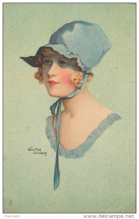 FEMMES - FRAU - LADY -  Jolie Carte Fantaisie Portrait Jeune Femme "TRES CHIC "signée WINIFRED WIMBUSH - Femmes
