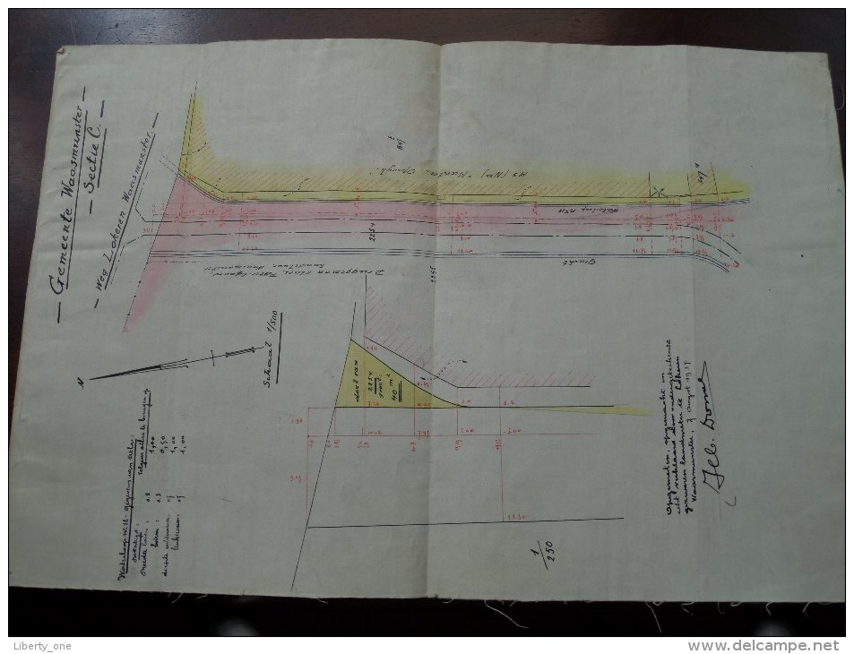 Gemeente Waasmunster Sectie C ( Weg Lokeren Waasmunster ) LANDMETER DOSSCHE 1937 ( Details See Photo ) !! - Other & Unclassified