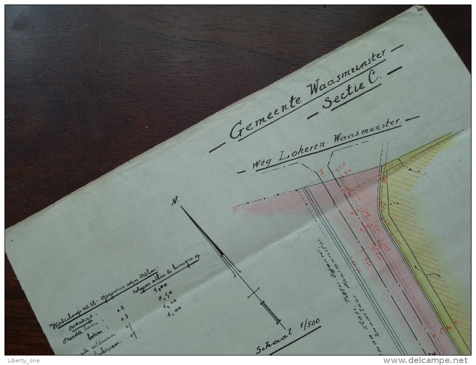 Gemeente Waasmunster Sectie C ( Weg Lokeren Waasmunster ) LANDMETER DOSSCHE 1937 ( Details See Photo ) !! - Autres & Non Classés