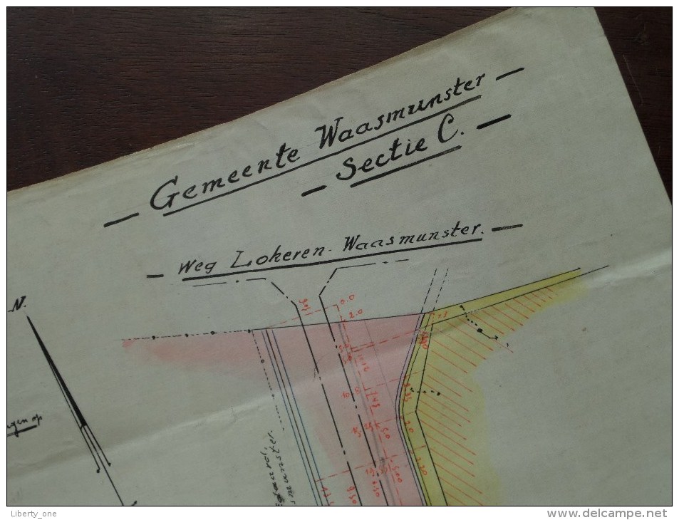 Gemeente Waasmunster Sectie C ( Weg Lokeren Waasmunster ) LANDMETER DOSSCHE 1937 ( Details See Photo ) !! - Autres & Non Classés