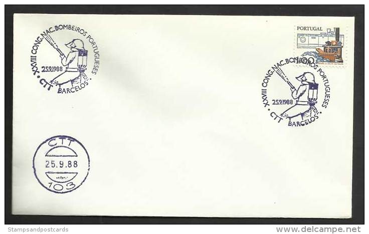 Portugal Cachet Numerique + Cachet Commémoratif Sapeurs-Pompiers Barcelos 1988 Firefighters Event Pmk + Numeric Cancel - Postal Logo & Postmarks