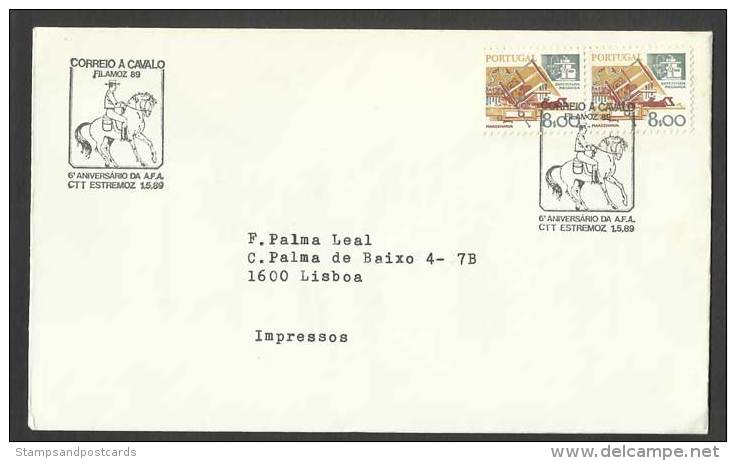 Portugal Cachet De Poste à Cheval Estremoz 1989 Mail On Horseback Postmark Horse - Postal Logo & Postmarks