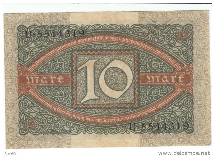 Germany #67a, 10 Mark 1920 Banknote Currency - 10 Mark