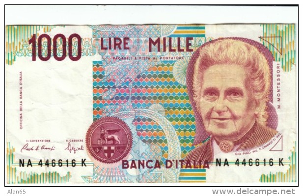 Italy #114a, 1000 Lire 1990 Banknote Currency - 1000 Liras
