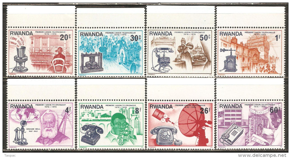 Rwanda 1976 Mi# 807-814 ** MNH - Centenary Of First Telephone Call By Alexander Graham Bell - Nuovi