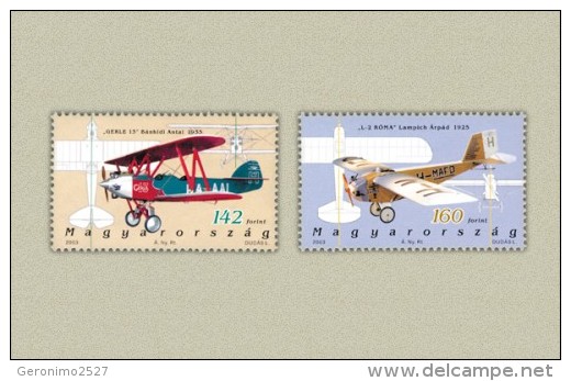 HUNGARY 2003 TRANSPORT Vehicles Aviation PLANES - Fine Set MNH - Unused Stamps