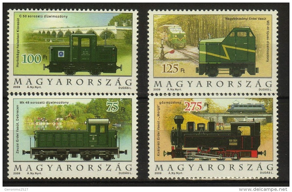 HUNGARY 2009 TRANSPORT Vehicles Railways TRAINS LOCOMOTIVES - Fine Set MNH - Unused Stamps