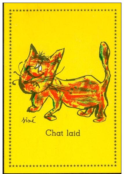 No PAYPAL !! : Siné CHAT LAID ,Carte Postale Série Les Chats De SINÉ CP Plastifiée Années 50 PULCINELLA NEUF - Cartes Postales