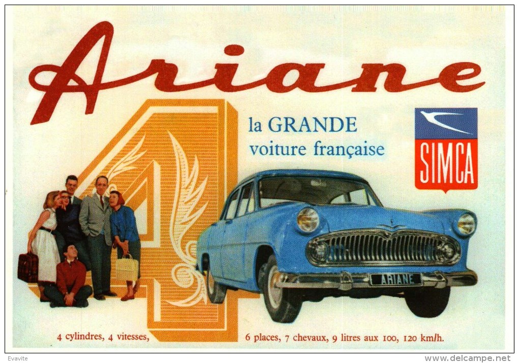 CPM  -     L´Automobile Française  -   SIMCA ARIANE   D'après Buvard D'Epoque - Voitures De Tourisme