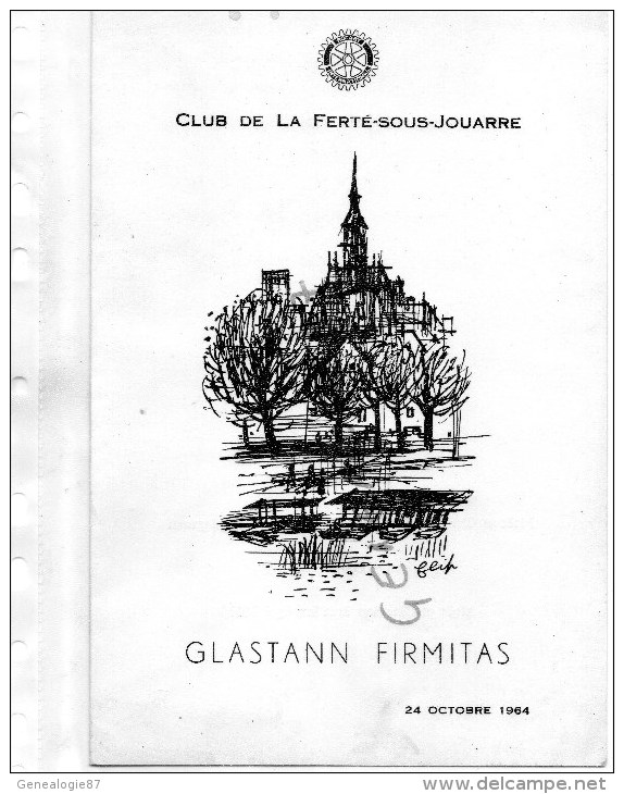 77 - LA FERTE SOUS JOUARRE- CLUB ROTARY- GLASTANN FIRMITAS -1964- MENU DANS LES CAVES MOET ET CHANDON -51- EPERNAY- - Menükarten