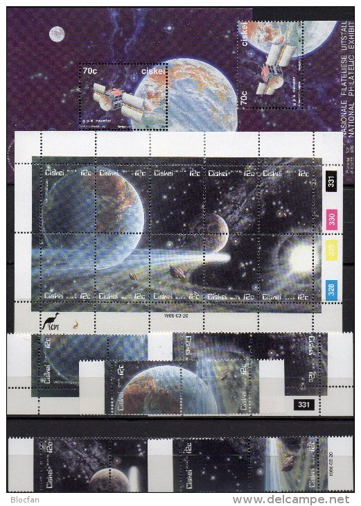 Comet Halley 1986 Südafrika Ciskei 87/6 ZD,KB,216+Block 7 ** 45€ Hoja Philatelic M/s Space Se-tenant Bf South Africa RSA - Nuovi