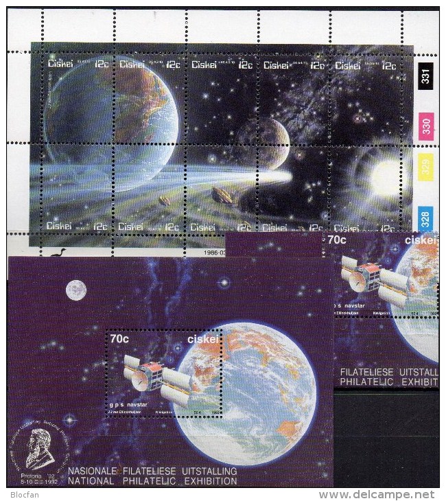 Comet Halley 1986 Südafrika Ciskei 87/6 ZD,KB,216+Block 7 ** 45€ Hoja Philatelic M/s Space Se-tenant Bf South Africa RSA - Nuovi