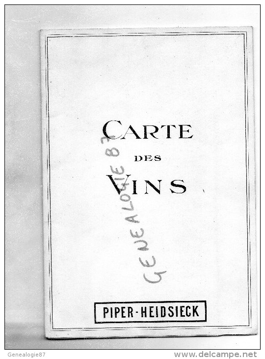 51- CHAMPAGNE PIPER HEIDSIECK-  CARTE DES VINS - Menus