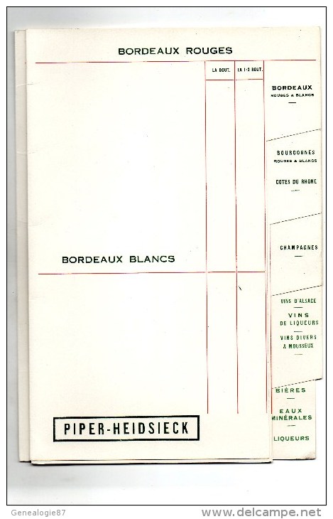 51- CHAMPAGNE PIPER HEIDSIECK-  CARTE DES VINS - Menükarten