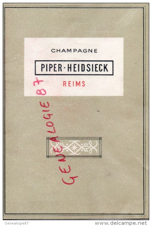 51- REIMS - CHAMPAGNE PIPER HEIDSIECK -  CARTE DES VINS - Menus