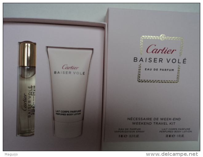 CARTIER" BAISER VOLE" WEEKEND TRAVEL KIT  MINI EDP VAPO + LAIT CORPS      1 SEUL !!!!!VOIR  &LIRE !! - Miniaturas Mujer (en Caja)