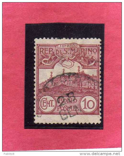 SAN MARINO 1903 VEDUTA VIEW  LANDSCAPES  CENT. 10  TIMBRATO USED - Used Stamps