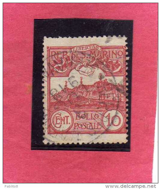 SAN MARINO 1903 VEDUTA VIEW  LANDSCAPES  CENT. 10  TIMBRATO USED - Usati