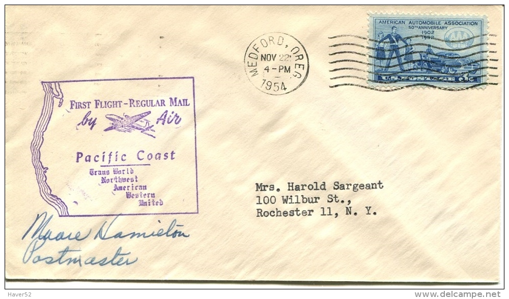 FIRST FLIGHT Pacific Coast - See  Scan - 1941-60