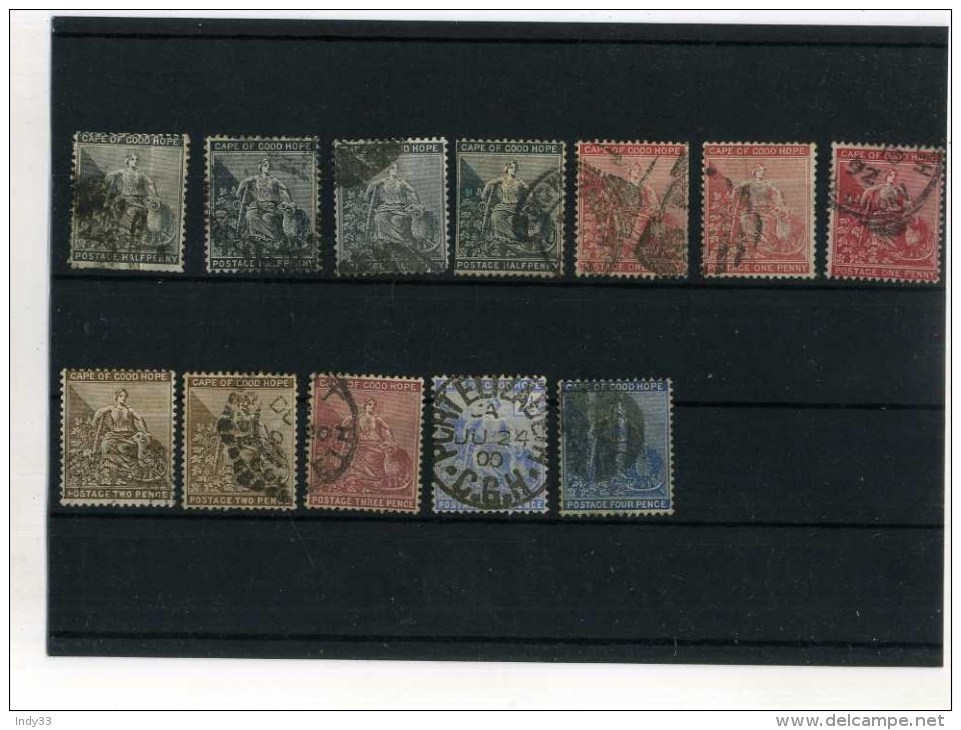 - GRANDE BRETAGNE . CAP DE BONNE ESPERANCE . SUITE DE TIMBRES OBLITERES . - Cap De Bonne Espérance (1853-1904)