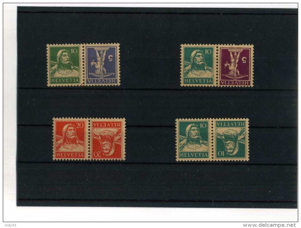 - SUISSE 1910/18 . LOT DE 4 TETE- BECHES . NEUVES AVEC TRACES DE CHARNIERE. - Tete Beche