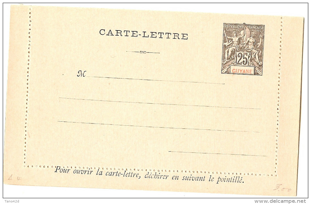 LPF4 - GUYANE FRANCAISE - EP CARTE LETTRE 25c NOIR SUR ROSE - Autres & Non Classés