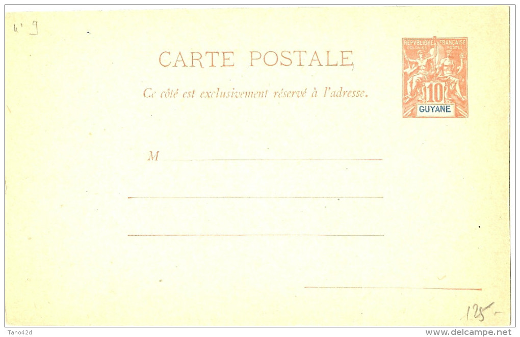 LPF4 - GUYANE FRANCAISE - EP CARTE POSTALE ALLEGORIE 10c CARMIN SUR VERT SANS DATE - Autres & Non Classés