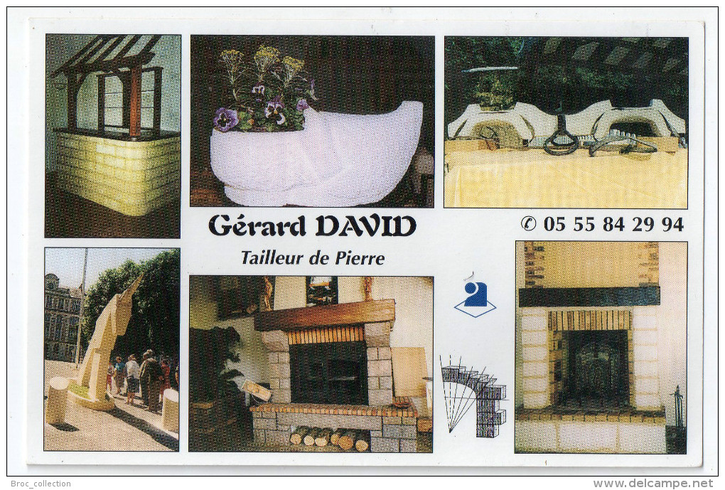 Yssandon, Gérad David, Tailleur De Pierre, Carte Publicitaire, Cheminée, Terrasse, Fontaine, Monument Funéraire, 2 Scans - Autres & Non Classés