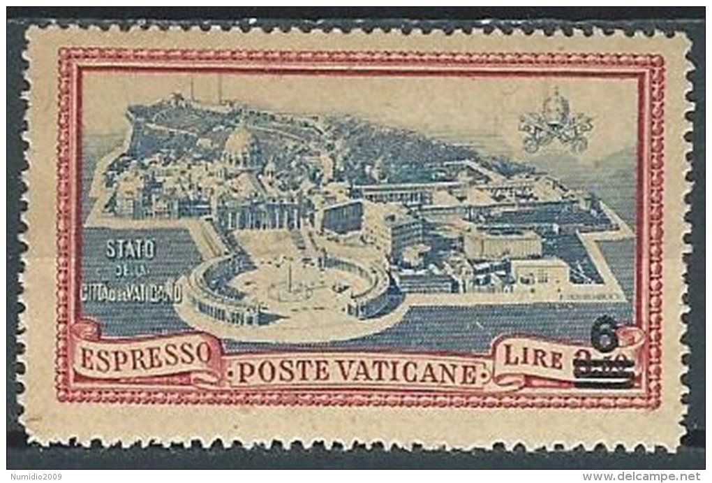 1945-46 VATICANO MEDAGLIONCINI ESPRESSO SOPRASTAMPATO 6 LIRE MH * - EDV15 - Priority Mail