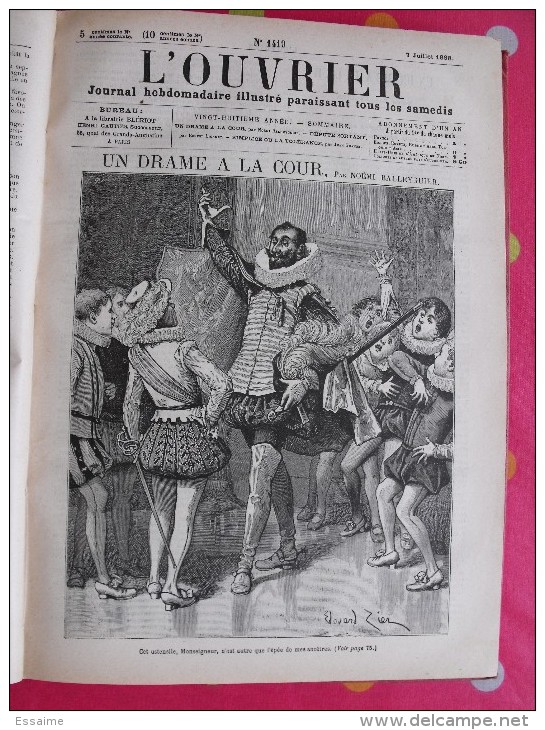 reliure du journal Hebdomadaire illustré L'Ouvrier 1888-1889. nombreuses gravures. 420 pages.