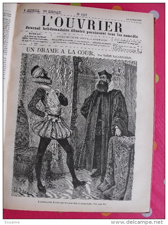 reliure du journal Hebdomadaire illustré L'Ouvrier 1888-1889. nombreuses gravures. 420 pages.