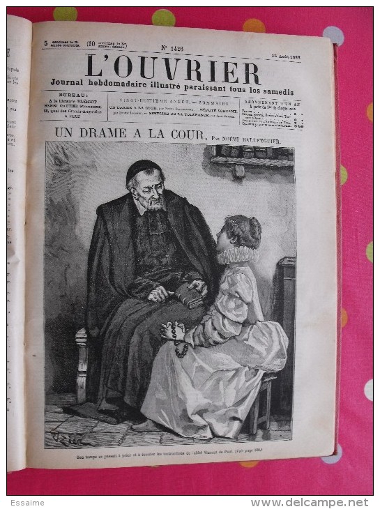 reliure du journal Hebdomadaire illustré L'Ouvrier 1888-1889. nombreuses gravures. 420 pages.