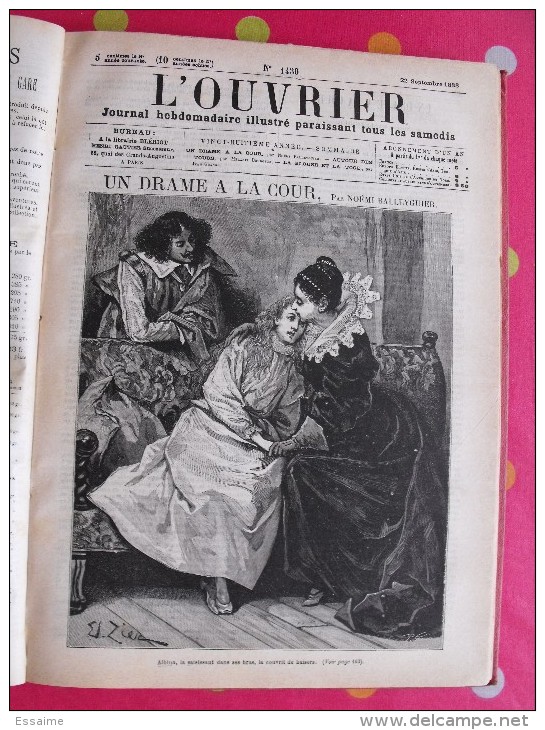 reliure du journal Hebdomadaire illustré L'Ouvrier 1888-1889. nombreuses gravures. 420 pages.