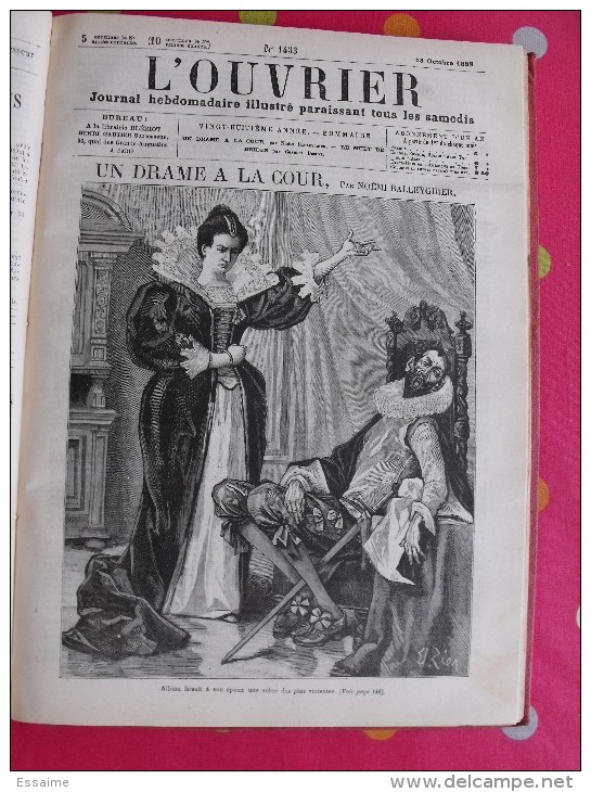 reliure du journal Hebdomadaire illustré L'Ouvrier 1888-1889. nombreuses gravures. 420 pages.